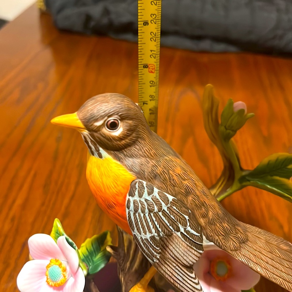 ANDREA’S BIRDS. ROBIN with WILD ROSES 🌹 Fine Hand Painted Porcelain Art 9743 - Picture 15 of 16